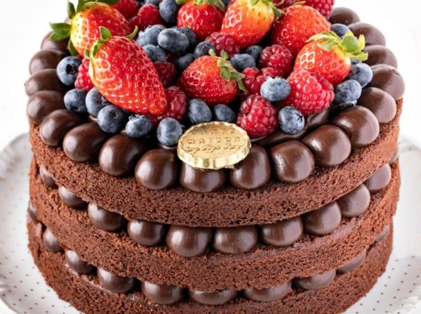 Naked Cake Brigadeiro com Frutas Vermelhas